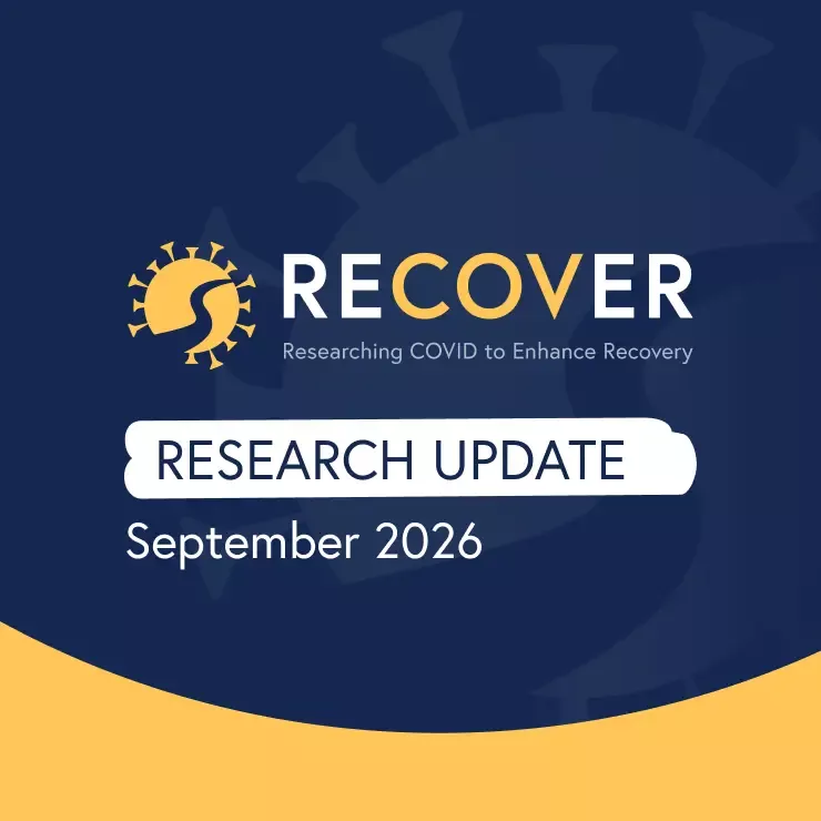 RECOVER blue and yellow graphic with RECOVER logo that reads: "RECOVER Research Update: September 2026."