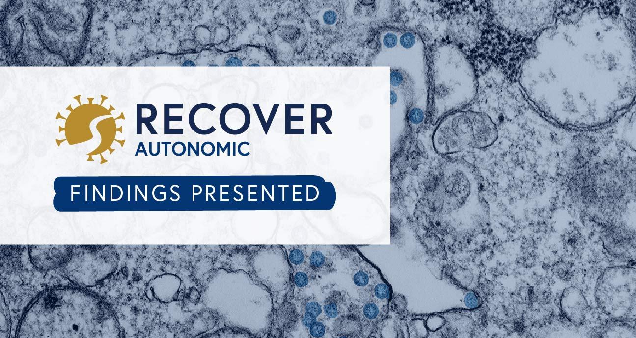 Blue and yellow RECOVER-AUTONOMIC logo with message that reads "findings presented".