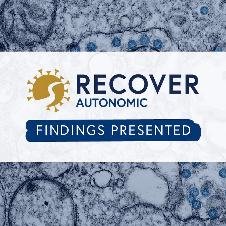 Blue and yellow RECOVER-AUTONOMIC logo with message that reads "findings presented".